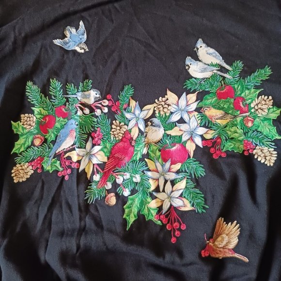 Vintage Nutcracker Women's Christmas Blue Jay Cardinal Bird Sweatshirt Size L - Picture 2 of 4